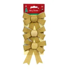 Елочная игрушка Pozzi Milano Бантики 5128 (3 шт, золото)