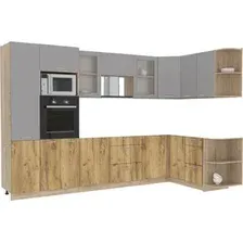 Готовая кухня Интерлиния Мила 1.68x3.2 правая без столешницы (серебристый/дуб золотой)