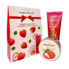 Подарочный набор SUPERFOOD Клубника и лемонграсс Гель для душа, 250 мл + Скраб-желе, 240 г