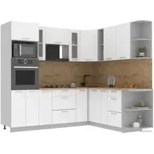 Готовая кухня Интерлиния Мила 1.88x2.4 правая (белый платинум/белый платинум/дуб бунратти)