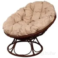 Кресло садовое M-Group Папасан Home / 12860201 (коричневый ротанг/лен подушка)