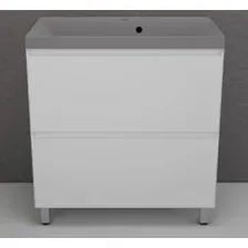 Symbolite Тумба под умывальник Манхэттен 80 Plus 2 ящика + Asti 80x45 (белый матовый/серый шелк)