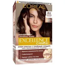 Крем-краска для волос L'OREAL Excellence Crème без аммиака с тройным уходом, тон 4U, 255 г