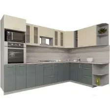 Готовая кухня Интерлиния Мила Gloss 1.88x3.0 правая (ваниль-асфальт)