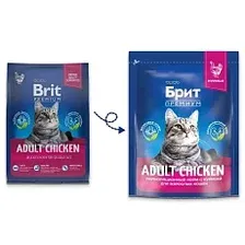 Сухой корм для кошек БРИТ Premium Adult курица 2 кг (5049646)
