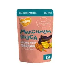 Пауч Мнямс мясное рагу с говядиной и морковью для собак "Максимум вкуса" 85 г