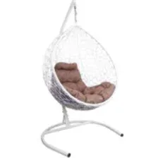 Подвесное кресло M-Group Капля Home / 11830105 (белый ротанг/какао подушка)