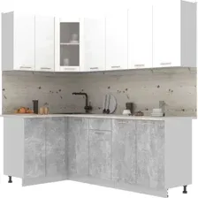 Готовая кухня Интерлиния Мила 12x22 (белый платинум/бетон/бискайская сосна)