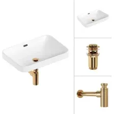 Умывальник Lauter 21441A + клапан 21190G + сифон 21635G (золото)