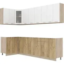 Готовая кухня Интерлиния Мила 12x27 без столешницы (белый платинум/дуб золотой)