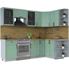 Готовая кухня Интерлиния Тренд 1.5x2.5 правая (мята/мята/дуб бунратти)