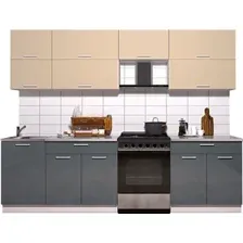 Готовая кухня Интерлиния Мила Gloss 60-27 (ваниль/асфальт глянец)