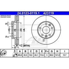 Тормозной диск ATE 24.0123-0119.1 вентилируемый , передняя ось