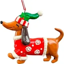 Елочная игрушка Kurt S. Adler Christmas 2025 Новогодняя такса ZCI25211