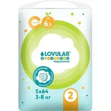 Подгузники Lovular Витаминка S 3-8кг (64шт)