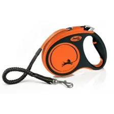 Рулетка Flexi Xtreme M ременная, черно-оранжевая, 5 м