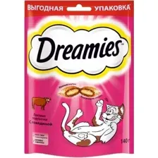Лакомство для кошек Dreamies лакомые подушечки с говядиной 140 г