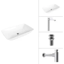 Умывальник со смесителем Lauter 21886 + Moon 21СK81691C + сифон 21635CH + дон.клапан 21190CH (хром)