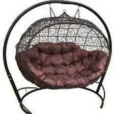 Подвесной диван M-Group Улей 11210405 (черный ротанг/коричневая подушка)