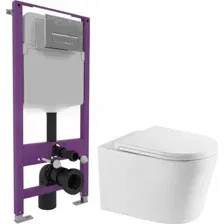 Унитаз подвесной Saniteco Tornado KW-9005WT + Triton Pro EVO815N (с кнопкой хром)
