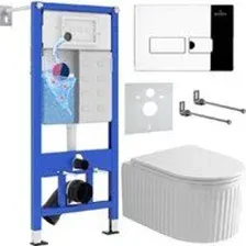 Унитаз подвесной Roxen Royal Matt в комплекте с инсталляцией StounFix Dual Fresh 6 в 1 968213 (кнопк