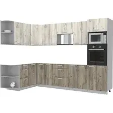 Готовая кухня Интерлиния Мила Лайт 1.68x3.0 левая без столешницы (дуб белый/дуб серый)