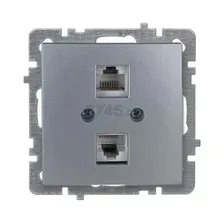 Розетка компьютерная RJ45 двойная NILSON Touran серебро (24130446)