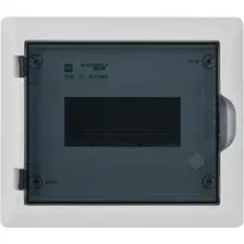 Бокс пластиковый Elektro-Plast Eco Box 1x8M, N/PE 2x 2x16+5x10mm2, дымчатая пласт. дверь, белый RAL9003, 240x300x102mm, IP40