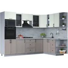 Готовая кухня Интерлиния Тренд 1.88x2.8 ВТ правая (луна/белый/серый каспий)