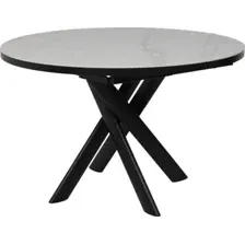 Стол раздвижной RONALDO-120 120(160) PATAGONOA BIANCO GLOSS PREMIUM CER/черный
