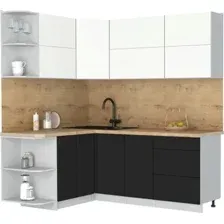 Кухонный модуль Интерлиния Мила Матте 1.5x2.0 А (белый/черный/дуб бунратти)