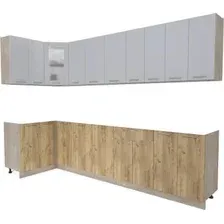 Готовая кухня Интерлиния Мила 12x30 без столешницы (серебристый/дуб золотой)