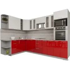 Готовая кухня Интерлиния Мила Gloss 1.88x3.0 левая (белый-красный)