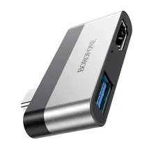 Адаптер Borofone DH2 USB Type-C - USB 3.0 + HDMI (металлик)
