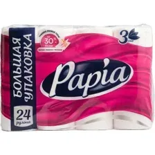 Туалетная бумага Papia 3х слойная (24рул, белый)
