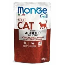 Пауч Monge Cat, для взрослых кошек, с новозеландским ягненком, Grill, 85 г