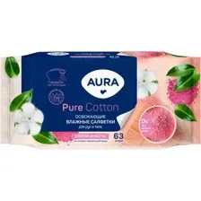 Салфетки влажные AURA для всей семьи освежающие 63шт