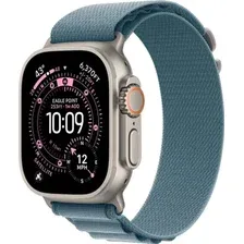 Умные часы Apple Watch Ultra 3 LTE 49 мм (титановый корпус, природный/голубой, текстильный ремешок размера M)