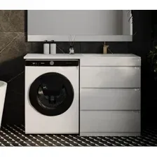 Symbolite Тумба с умывальником Даллас 130 Люкс Plus 3 ящика + Даллас 130x48.2 (правый, белый)