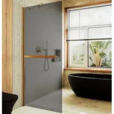 Душевая стенка MaybahGlass 119x195 / MGD-718-3ш (графитовое матовое стекло/золотой)