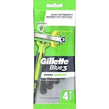 Набор бритвенных станков Gillette Blue 3 Simple Sensitive безопасные одноразовые (4шт)