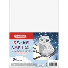 Набор белого картона Пифагор Совушка 113565 (24 л)