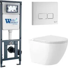 Унитаз подвесной Saniteco KW-9003W Rimles + WeltWasser Marberg 410 + Marberg 410 SE GL-WT