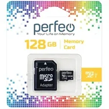 Карта памяти Perfeo microSDXC PF128GMCSX10U1A 128GB (с адаптером)