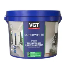 Краска VGT ВД-АК-1180 Для нар. и внутр. работ Моющаяся 1.5 кг (супербелый)