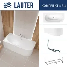 Ванна Lauter Bliss 150 L 21201051L (с каркасом, лицевым экраном белого цвета и сифоном 21Y31002 белый)