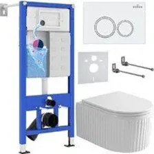 Унитаз подвесной Roxen Royal Matt в комплекте с инсталляцией StounFix Dual Fresh 6 в 1 968230 (кнопк