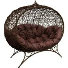 Садовый диван M-Group Улей на ножках 11220205 (коричневый ротанг/коричневая подушка)