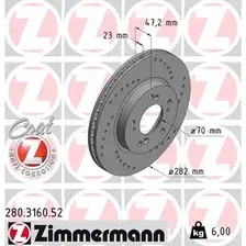 Тормозной диск ZIMMERMANN 280.3160.52 вентилируемый, перфорированный , передняя ось