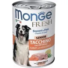 Влажный корм для собак Monge Fresh Chunks in Loaf Senior мясной рулет с индейкой и овощами (400г)